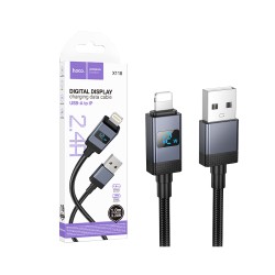 Hoco Charging Cable X118 Generous with Display 2.4A Lightning 1M Black